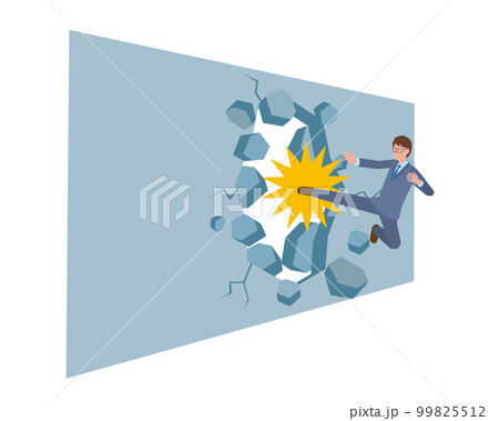 壁を蹴り壊すビジネスマン 壁を蹴り壊すビジネスマン 99825512