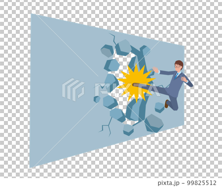 壁を蹴り壊すビジネスマン 壁を蹴り壊すビジネスマン 99825512
