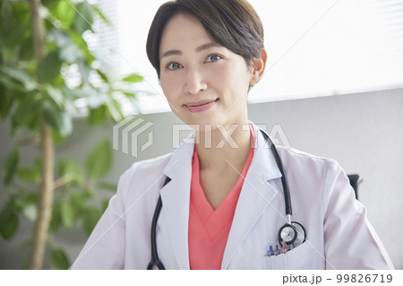 笑顔で診療をする女性医師 99826719