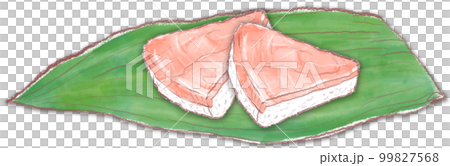 笹の葉に乗ったマスの押し寿司_2ピース 99827568