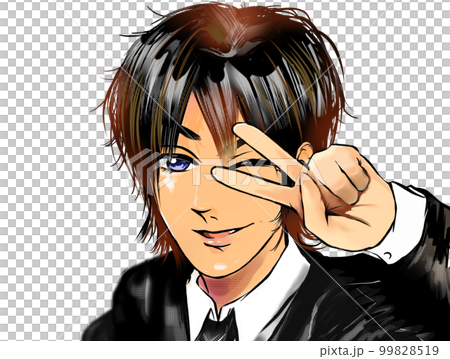 2000年代初頭のギャル男風ホストがウィンクピースをしたチャラい漫画イラスト 99828519