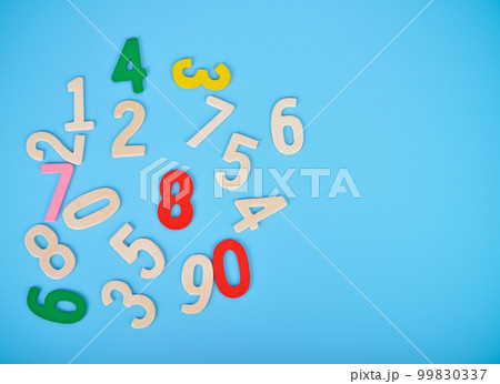 number isolated on blue background number isolated on blue background 99830337