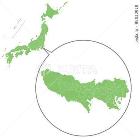 分割できる日本地図と拡大した東京都地図 99830919