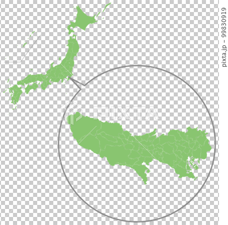 分割できる日本地図と拡大した東京都地図 99830919