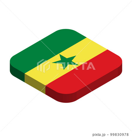 Senegal flag - 3D isometric square flag with rounded corners. Senegal flag - 3D isometric square flag with rounded corners. 99830978
