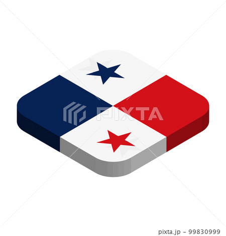 Panama flag - 3D isometric square flag with rounded corners. Panama flag - 3D isometric square flag with rounded corners. 99830999