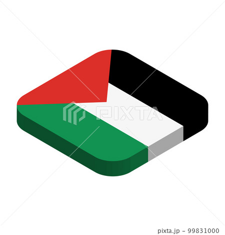 Palestine flag - 3D isometric square flag with rounded corners. Palestine flag - 3D isometric square flag with rounded corners. 99831000