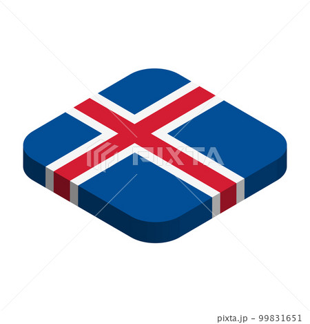 Iceland flag - 3D isometric square flag with rounded corners. Iceland flag - 3D isometric square flag with rounded corners. 99831651