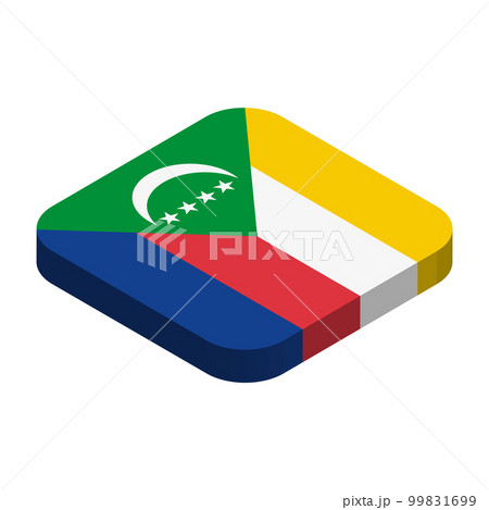 Comoros flag - 3D isometric square flag with rounded corners. Comoros flag - 3D isometric square flag with rounded corners. 99831699