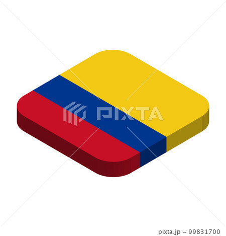 Colombia flag - 3D isometric square flag with rounded corners. Colombia flag - 3D isometric square flag with rounded corners. 99831700