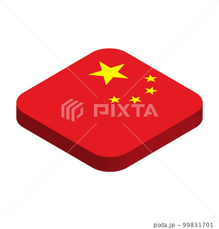 China flag - 3D isometric square flag with rounded corners. China flag - 3D isometric square flag with rounded corners. 99831701