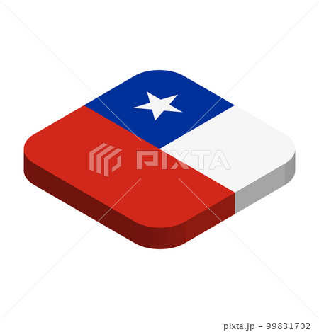 Chile flag - 3D isometric square flag with rounded corners. Chile flag - 3D isometric square flag with rounded corners. 99831702