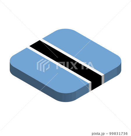 Botswana flag - 3D isometric square flag with rounded corners. Botswana flag - 3D isometric square flag with rounded corners. 99831736