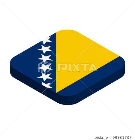 Bosnia and Herzegovina flag - 3D isometric square flag with rounded corners. Bosnia and Herzegovina flag - 3D isometric square flag with rounded corners. 99831737