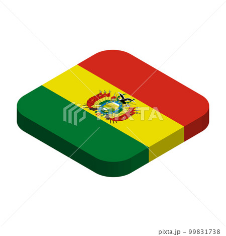 Bolivia flag - 3D isometric square flag with rounded corners. Bolivia flag - 3D isometric square flag with rounded corners. 99831738