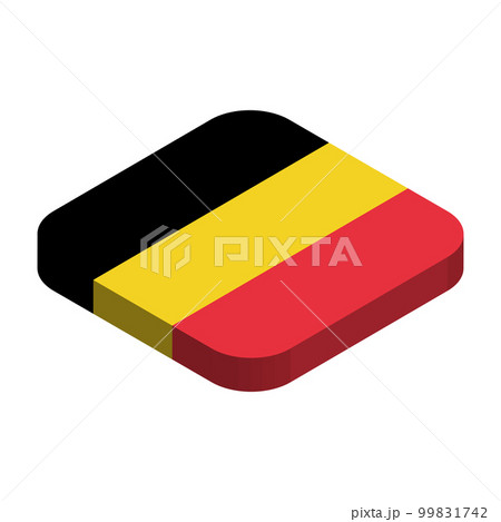 Belgium flag - 3D isometric square flag with rounded corners. Belgium flag - 3D isometric square flag with rounded corners. 99831742