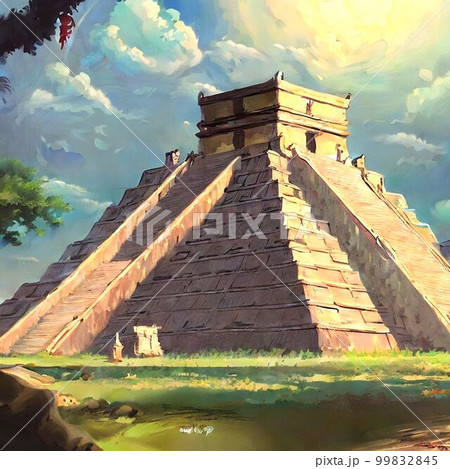 古代都市-チチェン・イッツァの遺跡のイラスト素材 [99832845
