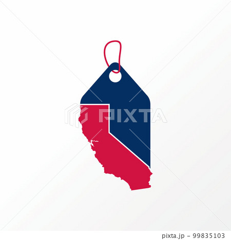 Unique but simple tag brand or price with California state map image graphic icon logo design abstract concept vector stock. Can be used as a symbol related to shop or location Unique but simple tag brand or price with California state map image graphic icon logo design abstract concept vector stock. Can be used as a symbol related to shop or location 99835103