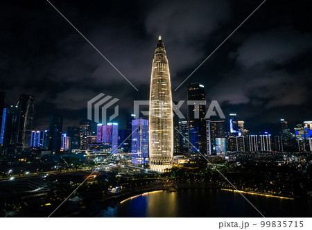 Aerial view of night landscape in Shenzhen city,China 99835715