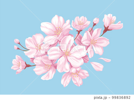 桜の花のイラストレーション, ベクター素材, 春がテーマのクリップアート. 99836892
