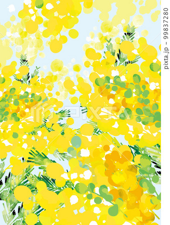 可愛い　おしゃれ　ミモザの背景イラスト 99837280