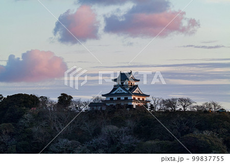 千葉県/ 夕陽を浴びる館山城（館山城跡） 99837755