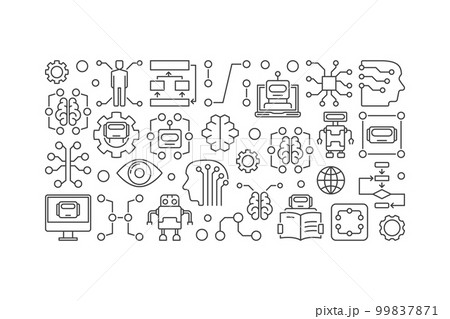 Cyberbrain and artificial intelligence vector banner Cyberbrain and artificial intelligence vector banner 99837871