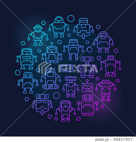Robots round colorful vector illustration 99837957