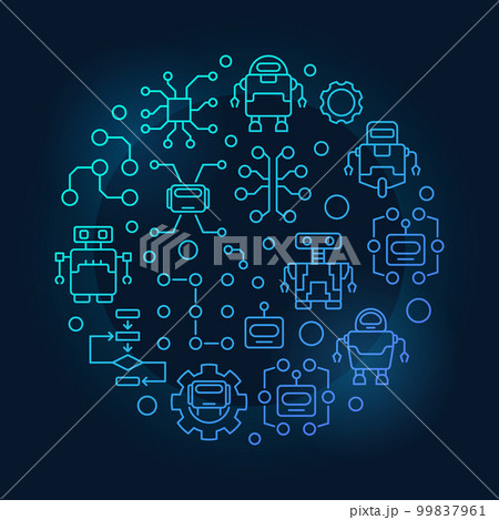 Robots and AI round blue illustration Robots and AI round blue illustration 99837961