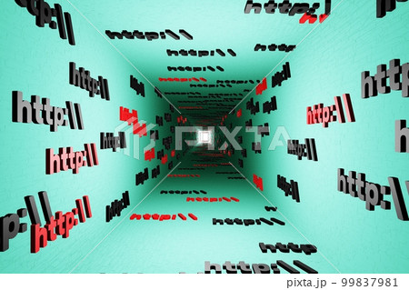 Http symbol sign in cyan tunnel background 3d render. Hypertext transfer protocol secure web 3 99837981