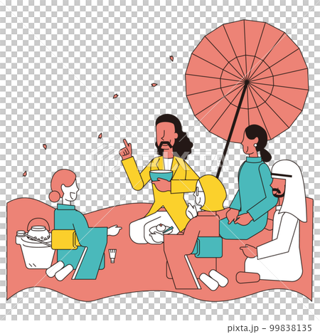 日本で行われるビジネスイベント（MICE）で茶道を体験する外国人のイラスト 99838135