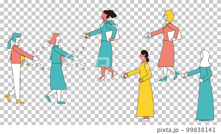 様々な国の女性のビジネスパーソンの握手セット 99838141