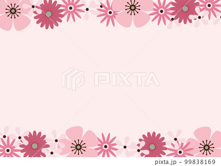 ピンク色の背景付きフラワーフレーム 99838169