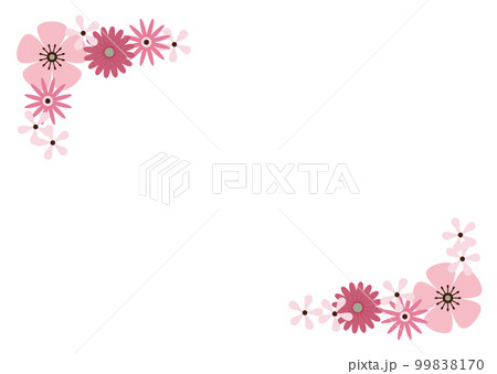 斜めレイアウトのピンク花フレーム/チラシ・ポストカード用 斜めレイアウトのピンク花フレーム/チラシ・ポストカード用 99838170