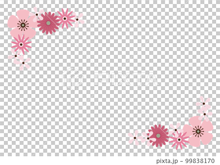 斜めレイアウトのピンク花フレーム/チラシ・ポストカード用 斜めレイアウトのピンク花フレーム/チラシ・ポストカード用 99838170