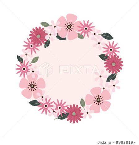 円形の花のフレームイラスト 99838197