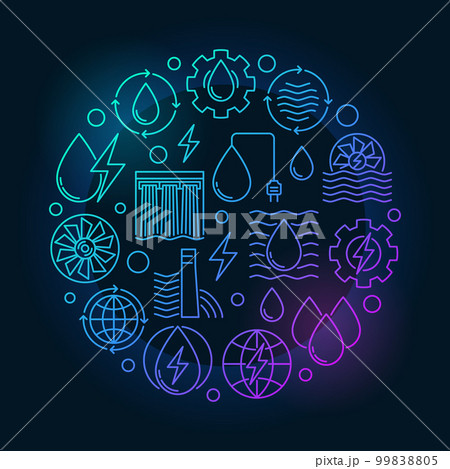 Hydropower colorful illustration Hydropower colorful illustration 99838805