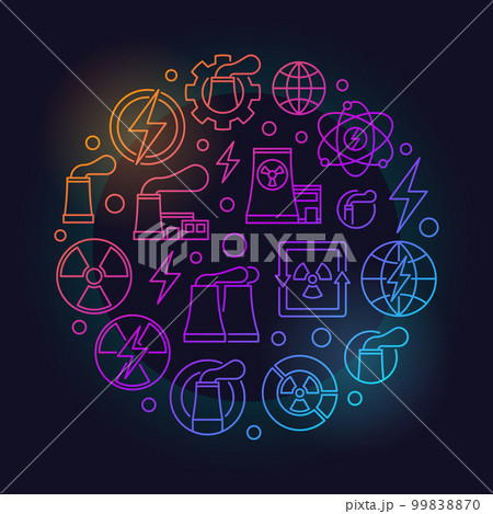 Nuclear power outline colorful illustration 99838870