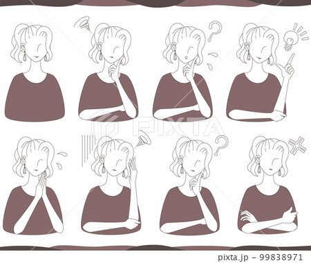 シンプルガーリーな女性の韓国風おしゃれイラスト 99838971