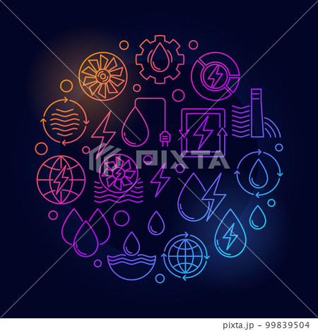 Water power round colorful illustration Water power round colorful illustration 99839504