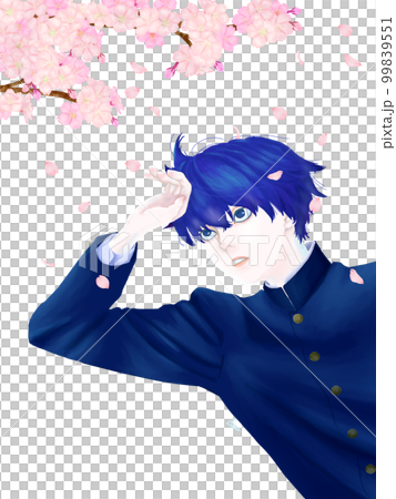 櫻花落在校服男生身上插畫 櫻花落在校服男生身上插畫 99839551
