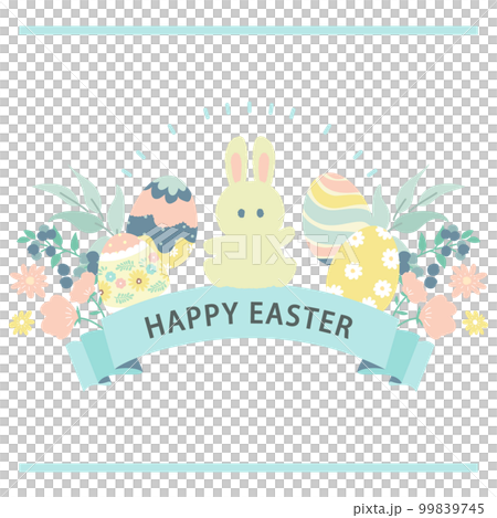 うさぎとイースターなイラスト素材　1:1 ベクター 99839745