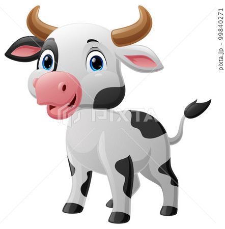 Cute baby cow cartoon on white background Cute baby cow cartoon on white background 99840271