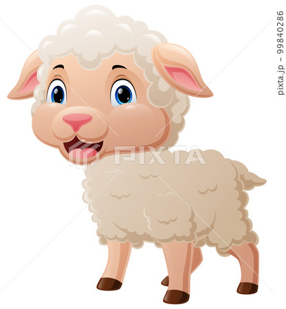 Cute baby sheep cartoon on white background 99840286