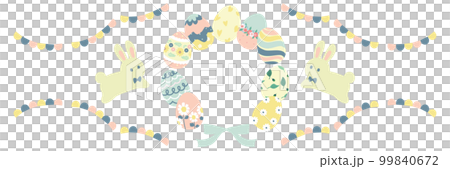 兔子和復活節彩蛋花環插畫素材1:3矢量無文字 兔子和復活節彩蛋花環插畫素材1:3矢量無文字 99840672