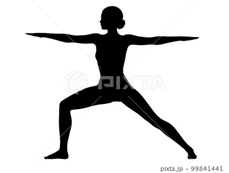 Young black woman practicing yoga, doing Virabhadrasana 2 exercise, Warrior  two pose, indoor full length, studio background Stock Photo | Adobe Stock