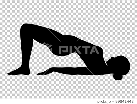 ヨガポーズ ヨガの橋のポーズのシルエット 全身横向き 横顔のイラスト ヨガポーズ ヨガの橋のポーズのシルエット 全身横向き 横顔のイラスト 99841448