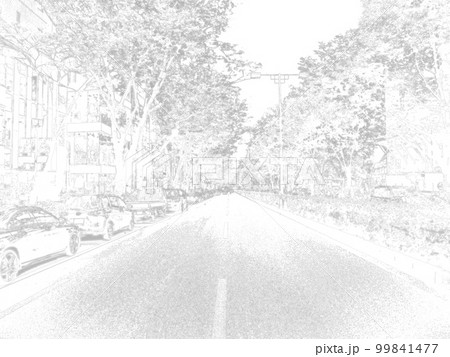 表参道。東京都心の道路風景。イラスト風の写真。モノクロ。 表参道。東京都心の道路風景。イラスト風の写真。モノクロ。 99841477