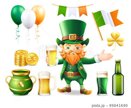 St patrick's day leprechaun icon set illustrations St patrick's day leprechaun icon set illustrations 99841690