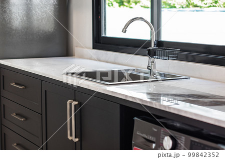cozy style of a stainless steel sink in a kitchen 99842352
